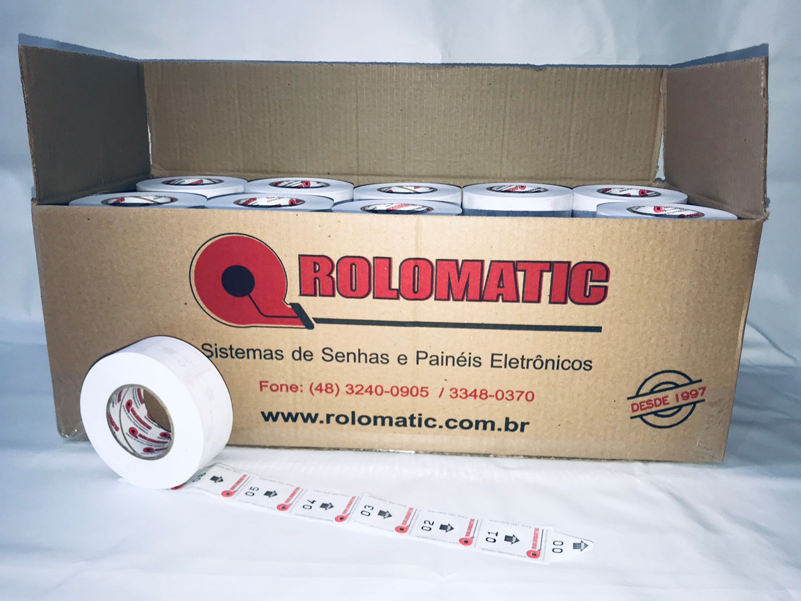 Caixa Promocional 50 Rolos de Senha 2 dígitos 00-99 Branca Rolomatic