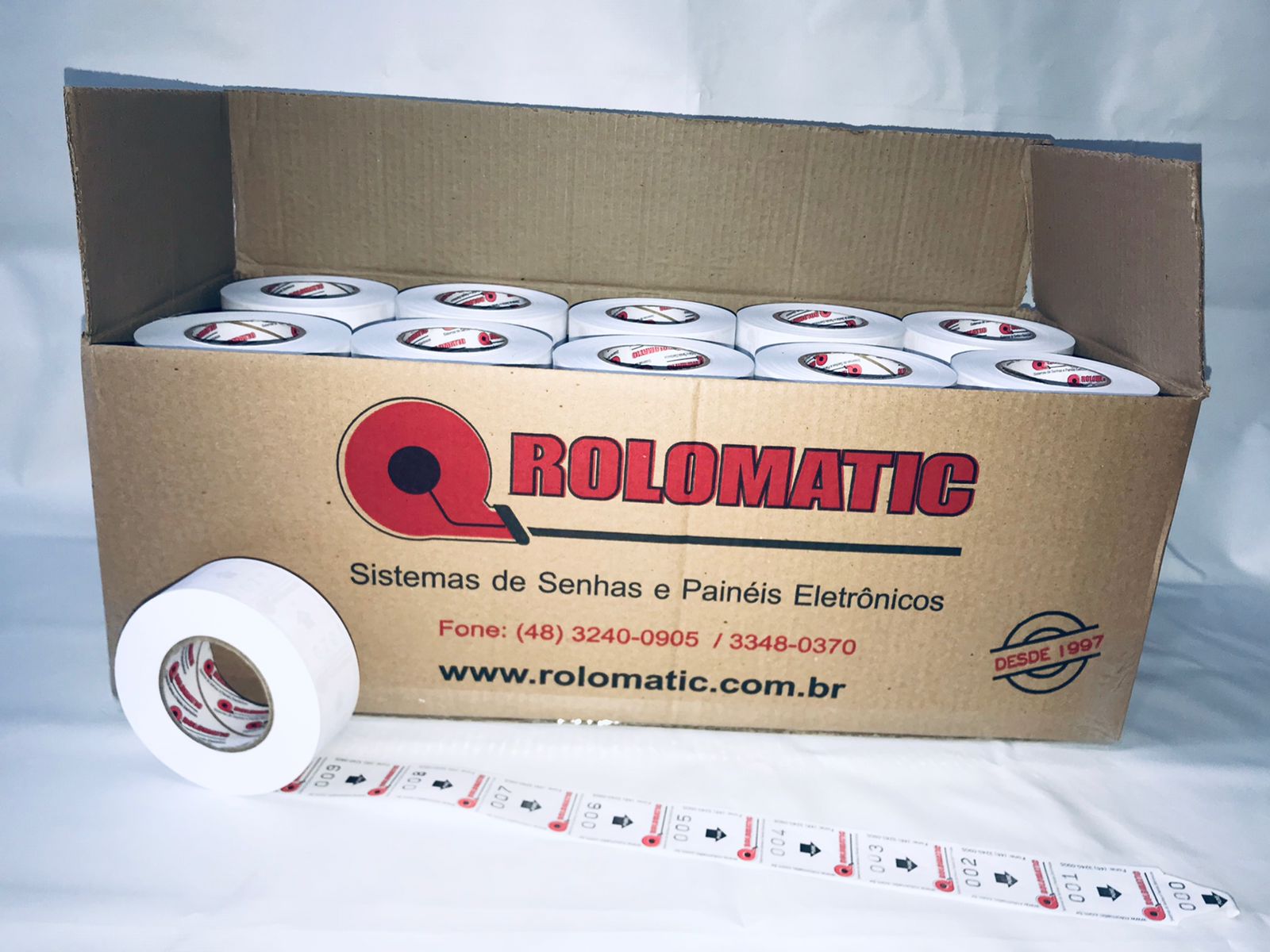 Caixa Promocional 50 Rolos de Senha 3 dígitos 000-999 Branca Rolomatic